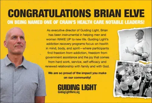 designed ad featuring Brian Elve's latest achievement as one of health care's notable leaders
