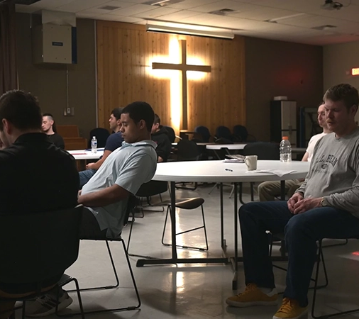 Men of the Guiding Light Recovery program attending Centering Prayer